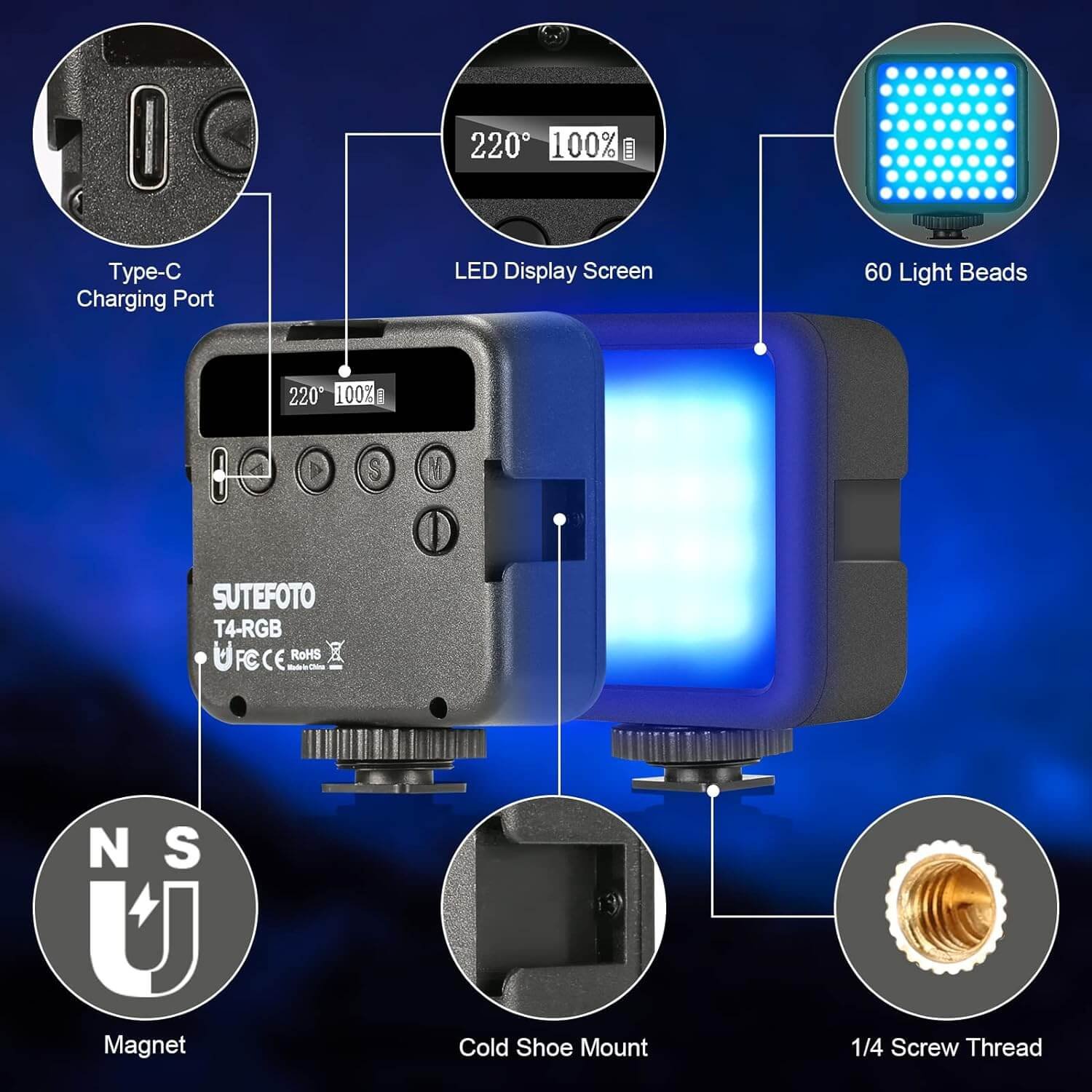 sutefoto-fotogeneral-t4-RGB-LED-Fill-Light-With-2000mAh-Builtin Battery (8)