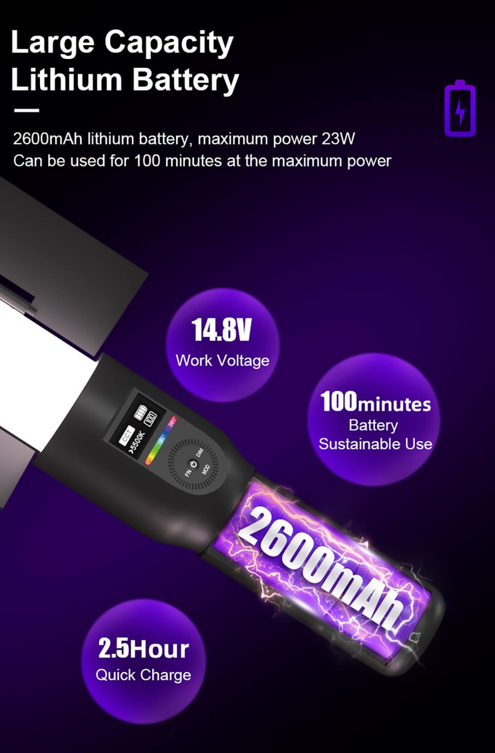 digitalfoto-Foto-general-G60 60CM- RGB-LED Fill Tube Light With 2600mAh Builtin Battery (14)