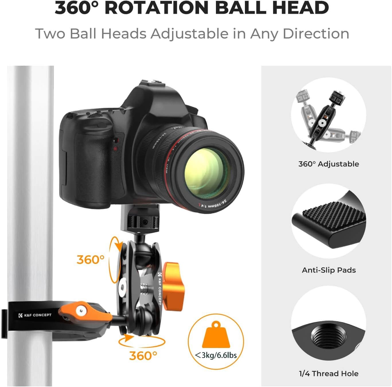 Foto-General-Egypt-K&F Concept MS13 Super Clamp with Ball Head Magic Arm (9)