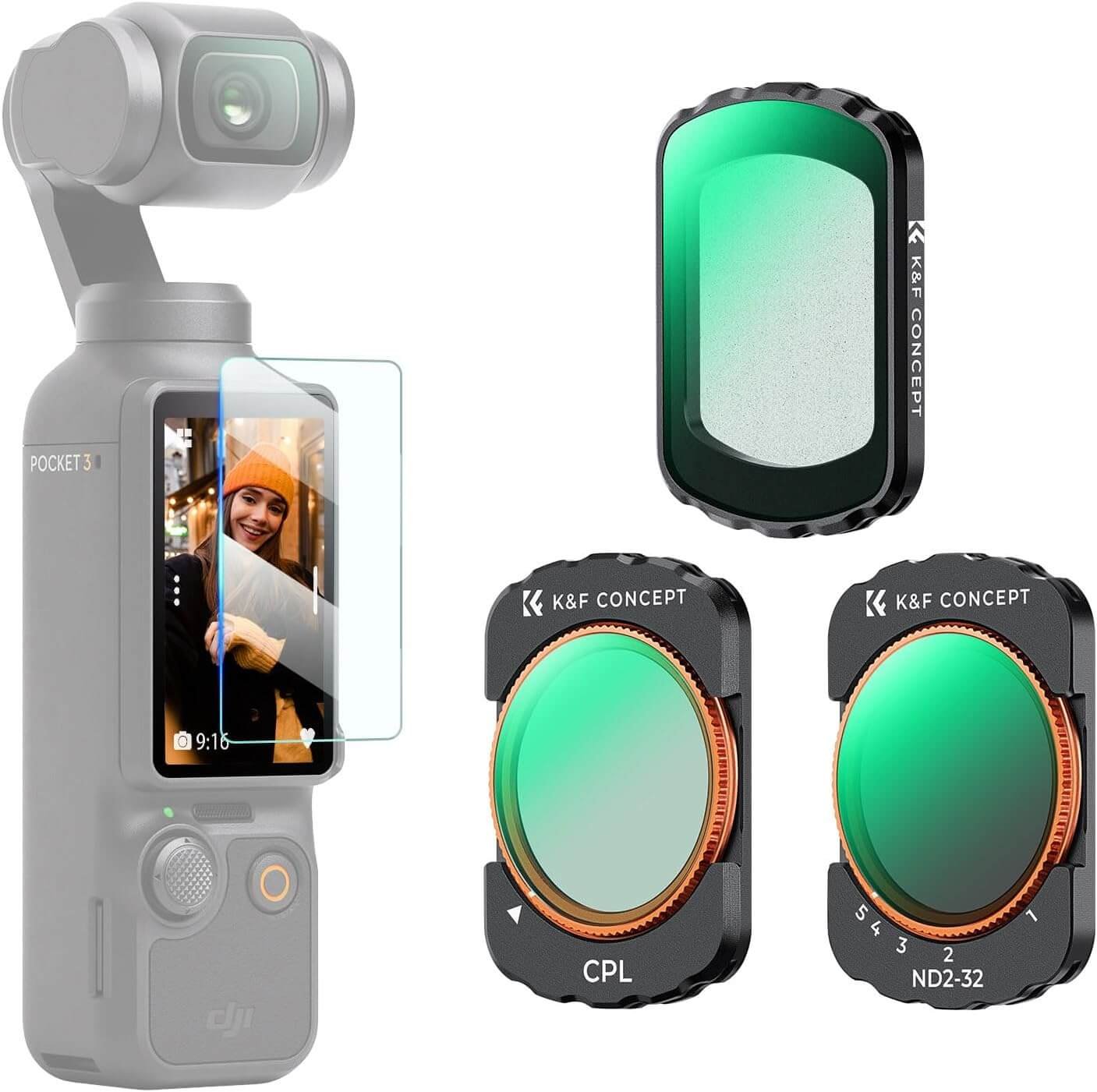 FotoGeneralP_K&F Nano-Xcel Series, DJI Osmo Pocket 3 Filter Magnetic CPL+Black-Mist 14+ND2-32K&F Nano-Xcel Series, DJI Osmo Pocket 3 Filter Magnetic CPL+Black-