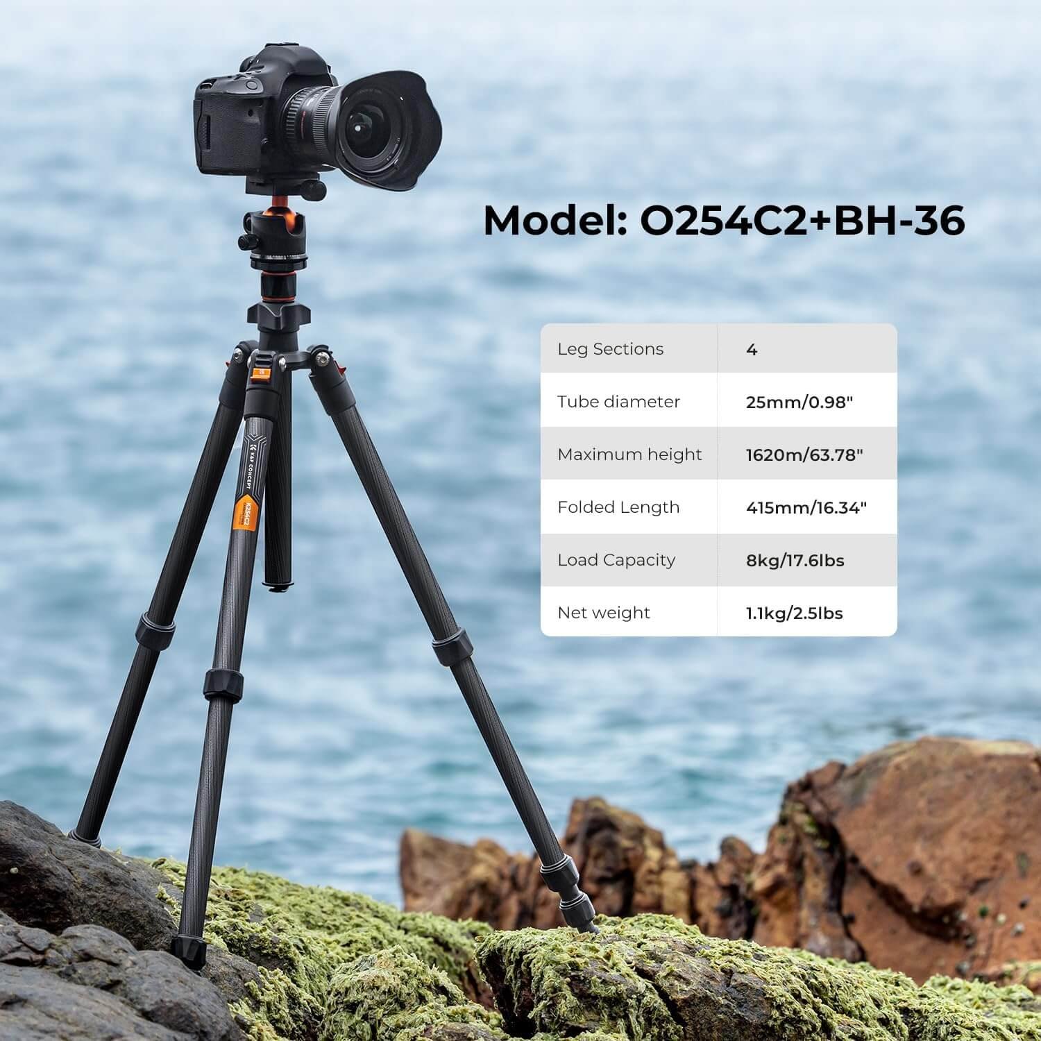 foto-general-Egypt-K&F-Concept-Carbon Fiber KF09.123 Tripod O254C2+BH-36 (3)
