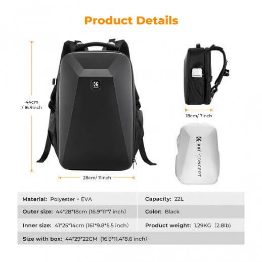 foto-general-egypt-K&F Concept 22L Hardshell Camera Backpack KF13.134 - (3)