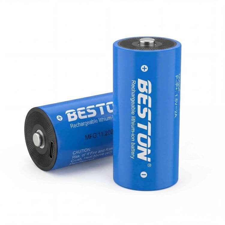 BESTON D Size 7200mWh Rechargeable Lithium-Ion Battery with Type-C Port - 2 PCS
