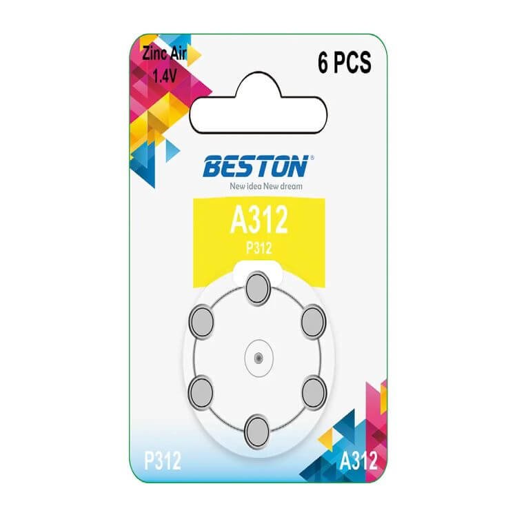 Beston A312 Hearing Aid Batteries Zinc Air 1.4V (Size 312)-
