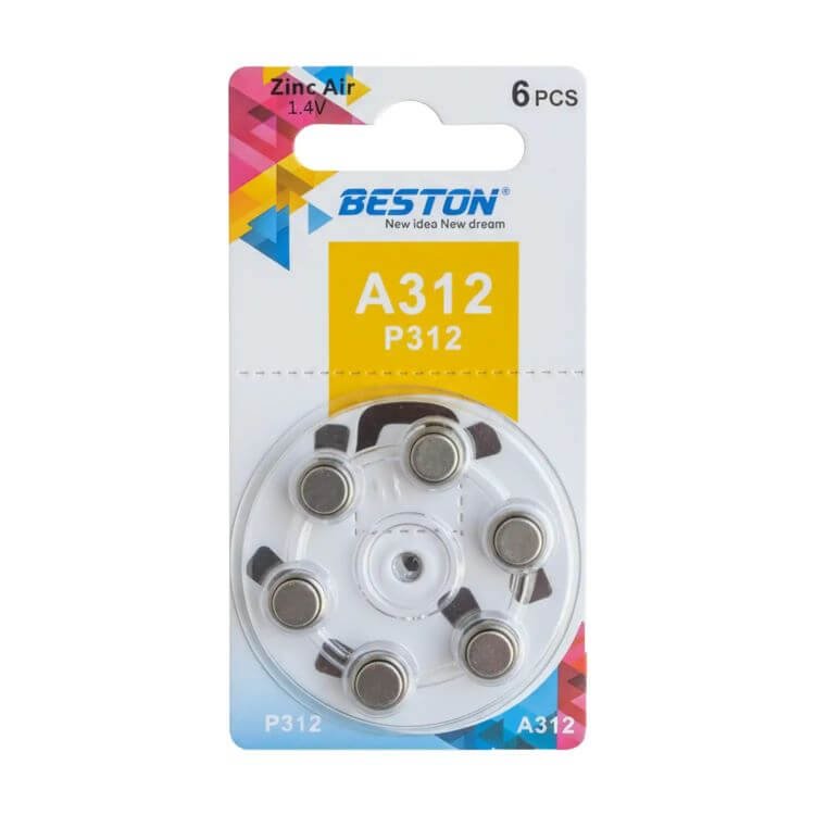 Beston A312 Hearing Aid Batteries Zinc Air 1.4V (Size 312)