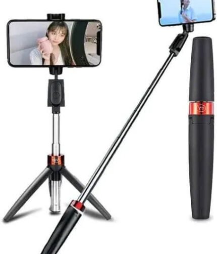 Selfie stick and smart tripod Y11 with Bluetooth remote - Black